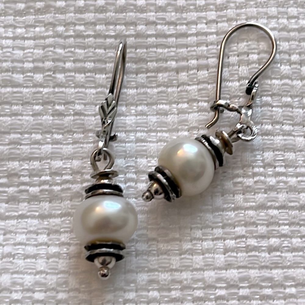 SILPADA STERLING SILVER AND PEARL EARRINGS